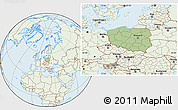 Savanna Style Location Map of Poland, lighten