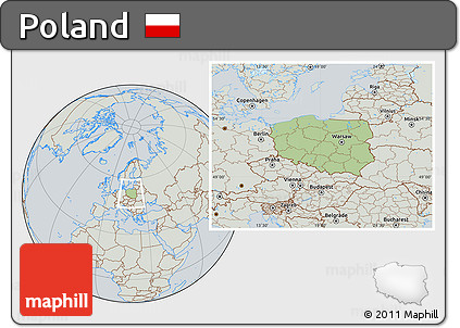 Savanna Style Location Map of Poland, lighten, semi-desaturated