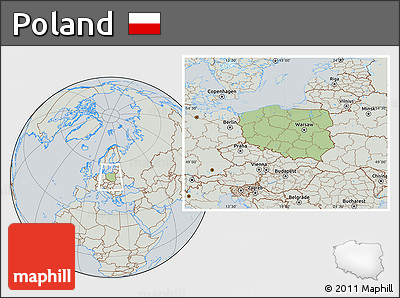Savanna Style Location Map of Poland, lighten, semi-desaturated