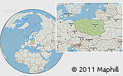 Savanna Style Location Map of Poland, lighten, semi-desaturated, land only