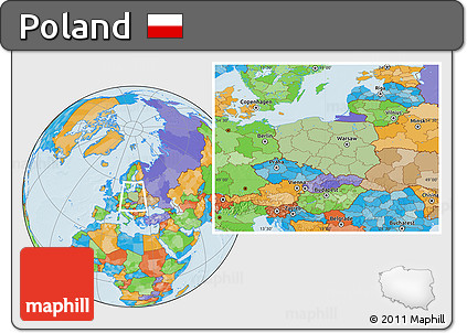 Savanna Style Location Map of Poland, political outside