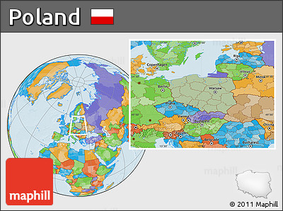 Savanna Style Location Map of Poland, political outside, hill shading