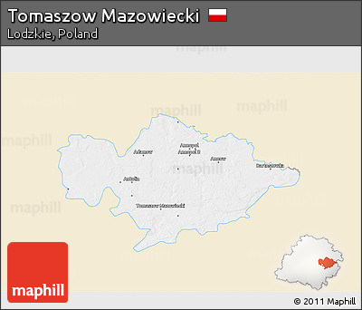 Classic Style 3D Map of Tomaszow Mazowiecki, single color outside