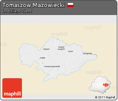 Classic Style 3D Map of Tomaszow Mazowiecki, single color outside