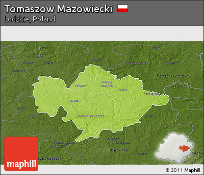 Physical 3D Map of Tomaszow Mazowiecki, darken