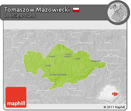 Physical 3D Map of Tomaszow Mazowiecki, lighten, desaturated