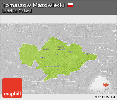 Physical 3D Map of Tomaszow Mazowiecki, lighten, desaturated