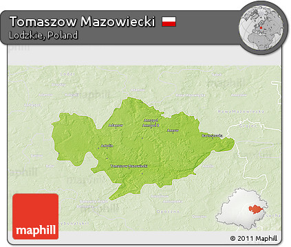 Physical 3D Map of Tomaszow Mazowiecki, lighten
