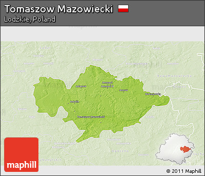 Physical 3D Map of Tomaszow Mazowiecki, lighten