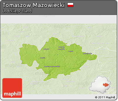 Physical 3D Map of Tomaszow Mazowiecki, lighten