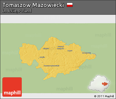 Savanna Style 3D Map of Tomaszow Mazowiecki, single color outside