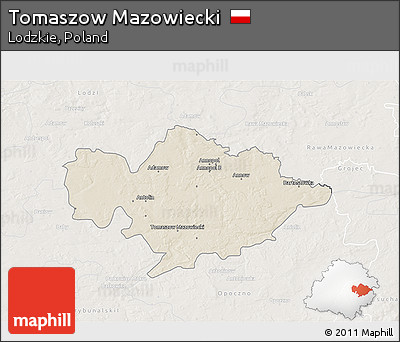 Shaded Relief 3D Map of Tomaszow Mazowiecki, lighten