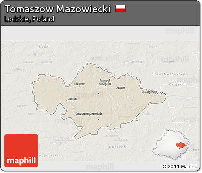 Shaded Relief 3D Map of Tomaszow Mazowiecki, lighten