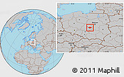 Gray Location Map of Tomaszow Mazowiecki