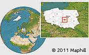 Satellite Location Map of Tomaszow Mazowiecki, highlighted country