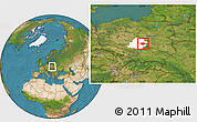 Satellite Location Map of Tomaszow Mazowiecki, highlighted parent region