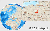 Shaded Relief Location Map of Tomaszow Mazowiecki