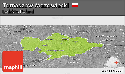 Physical Panoramic Map of Tomaszow Mazowiecki, desaturated