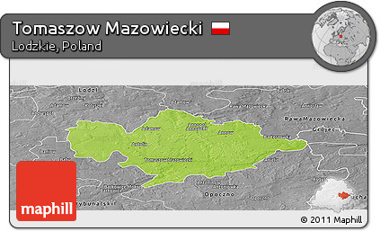 Physical Panoramic Map of Tomaszow Mazowiecki, desaturated