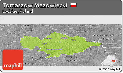 Physical Panoramic Map of Tomaszow Mazowiecki, desaturated