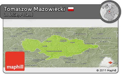 Physical Panoramic Map of Tomaszow Mazowiecki, semi-desaturated
