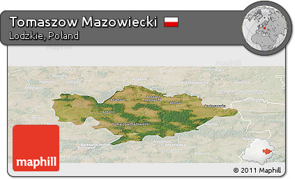 Satellite Panoramic Map of Tomaszow Mazowiecki, lighten