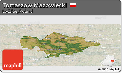 Satellite Panoramic Map of Tomaszow Mazowiecki, lighten