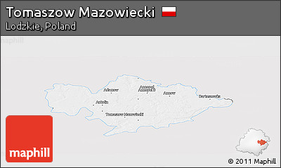 Silver Style Panoramic Map of Tomaszow Mazowiecki, single color outside