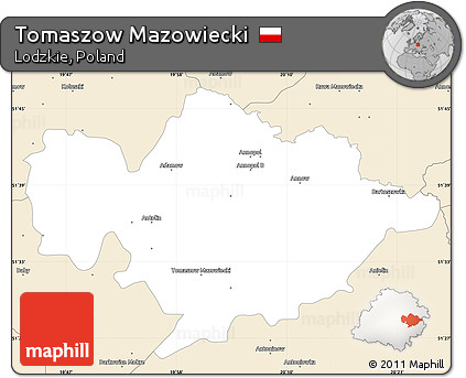 Classic Style Simple Map of Tomaszow Mazowiecki
