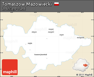 Classic Style Simple Map of Tomaszow Mazowiecki, single color outside