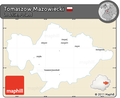 Classic Style Simple Map of Tomaszow Mazowiecki, single color outside