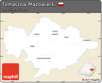 Classic Style Simple Map of Tomaszow Mazowiecki, single color outside