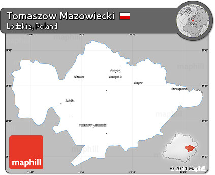 Gray Simple Map of Tomaszow Mazowiecki, single color outside