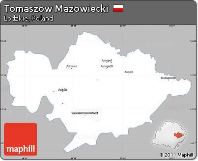 Gray Simple Map of Tomaszow Mazowiecki, single color outside
