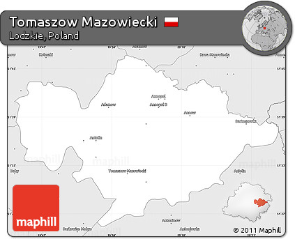 Silver Style Simple Map of Tomaszow Mazowiecki