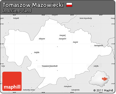 Silver Style Simple Map of Tomaszow Mazowiecki