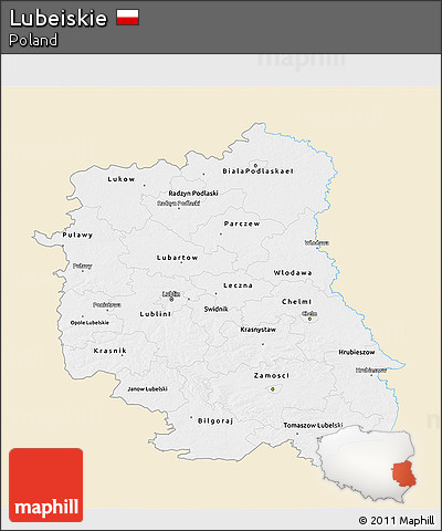 Classic Style 3D Map of Lubeiskie, single color outside