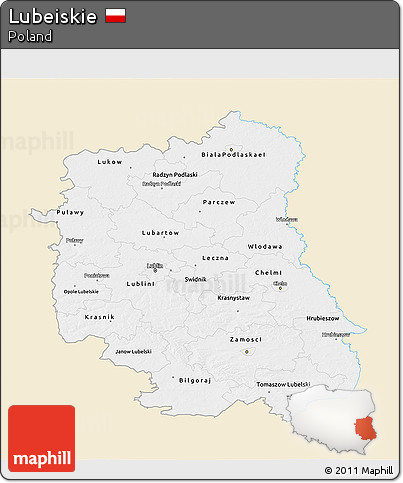 Classic Style 3D Map of Lubeiskie, single color outside