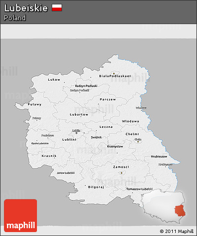 Gray 3D Map of Lubeiskie, single color outside