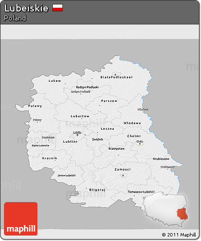 Gray 3D Map of Lubeiskie, single color outside
