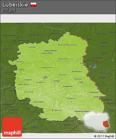 Physical 3D Map of Lubeiskie, darken