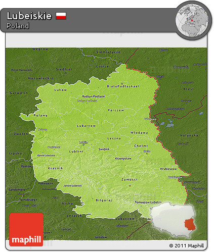 Physical 3D Map of Lubeiskie, darken