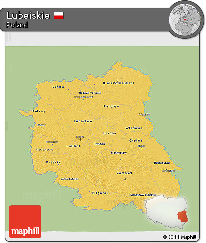 Savanna Style 3D Map of Lubeiskie, single color outside