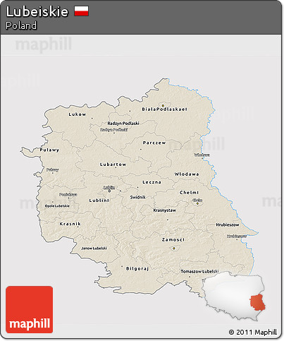 Shaded Relief 3D Map of Lubeiskie, single color outside