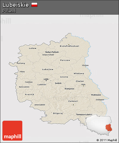 Shaded Relief 3D Map of Lubeiskie, single color outside