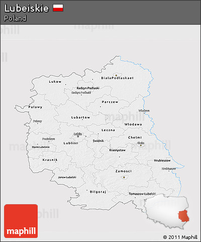 Silver Style 3D Map of Lubeiskie, single color outside