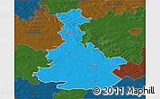 Political 3D Map of Bilgoraj, darken