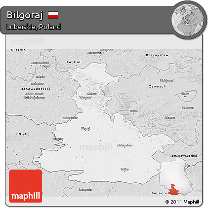 Silver Style 3D Map of Bilgoraj