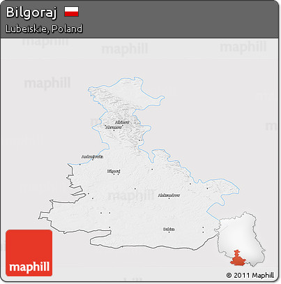 Silver Style 3D Map of Bilgoraj, single color outside