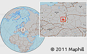 Gray Location Map of Bilgoraj, hill shading